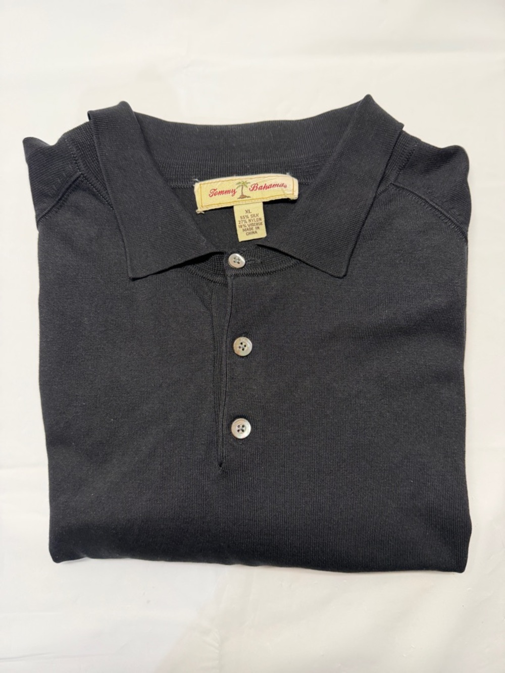 Tommy Bahama Black Polo Shirt with Button Placket‎